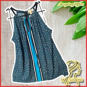 Michael Michael Kors - Sz L - halter top flowy lightweight teal keyhole zipper